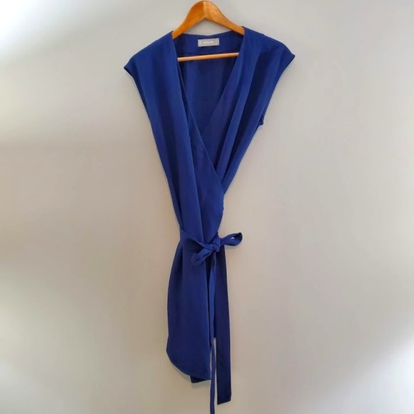 Everlane GoWeave Short-Sleeve Mini Wrap Dress - Picture 1 of 6